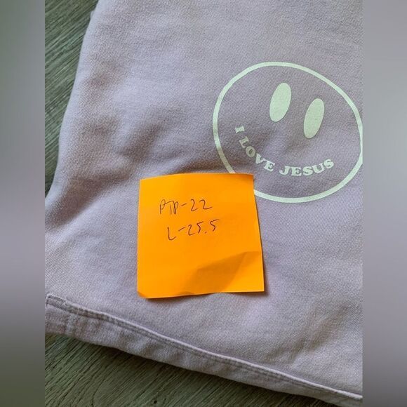 I Love Jesus Hoodie Sweatshirt Lilac Purple White Size M - Picture 9 of 9